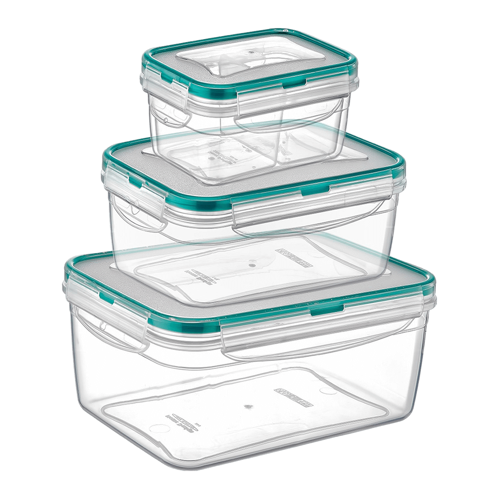 [KW081193] Plast Art Fresh Box Rect Set of  3pcs #LC-350 (0.7 LT. + 1.3 LT. + 2.4 LT.)