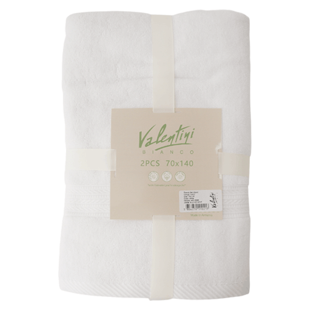 VALENTINI ARMENIAN COTTON 2PC TOWEL BUNDLE 70X140 WHITE  - WHITE