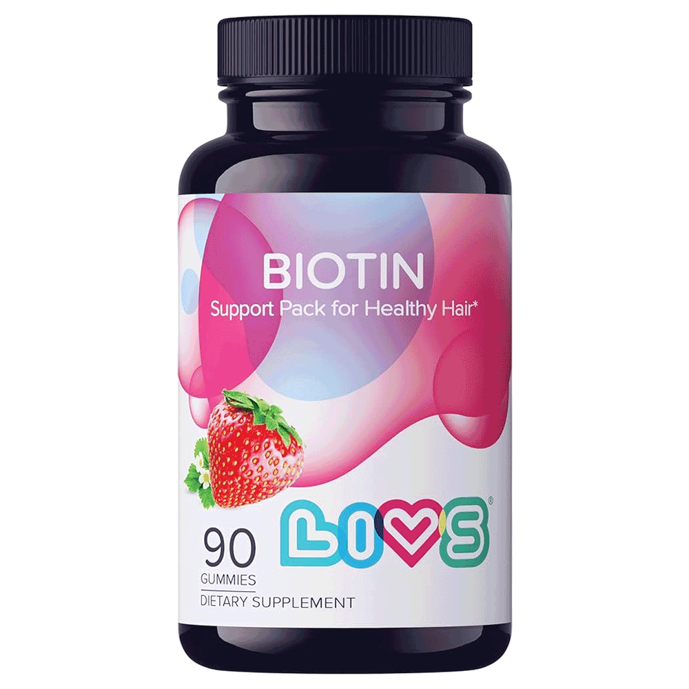 Livs Biotin 10000 mcg Strawberry Flavored Gummies, 90 Count