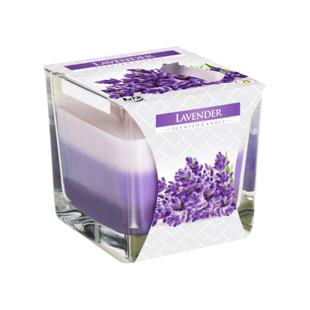 [KW081357] AURA 3 COLOURED SCENTED CANDLE  170G - LAVENDER