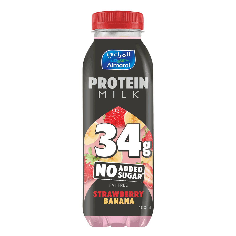[KW089581] ALMARAI PROTEIN MILK NAS FAT FREE STRAWBERRY BANANA 400ML