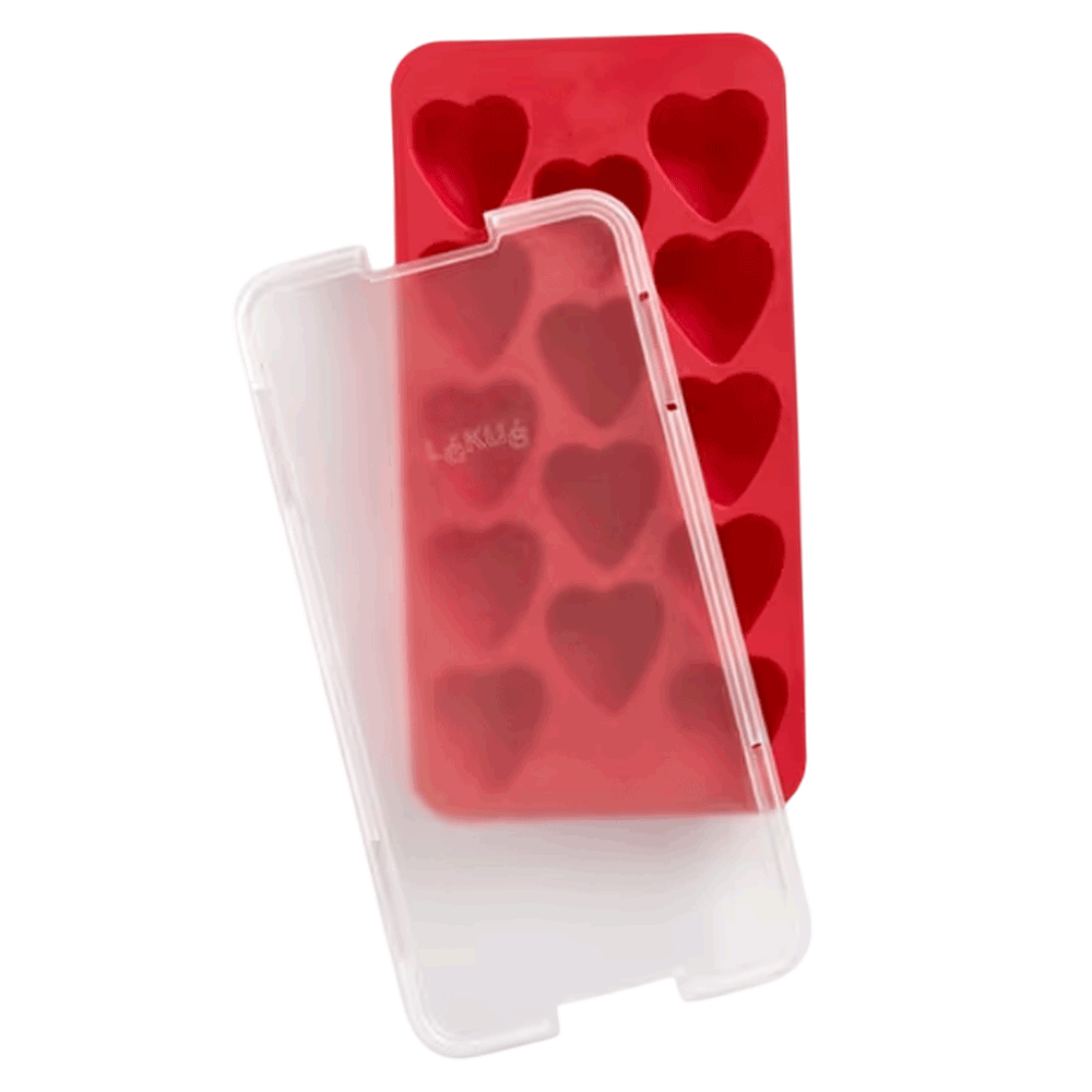 Lekue Heart Ice Cube Tray with Lid Red #882326