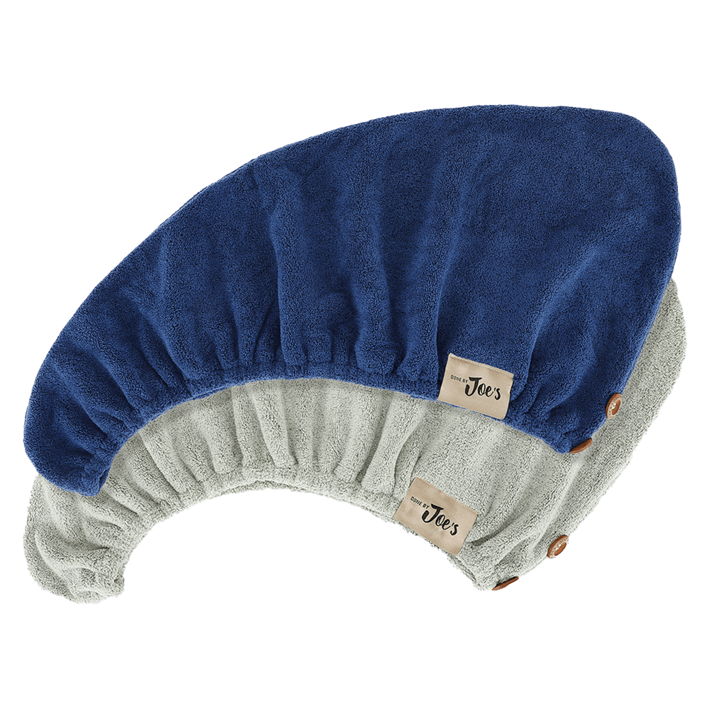 [KW071007] Organic Bamboo Charcoal Fiber Hair Towel 4X Faster - Grey Green and Navy Blue