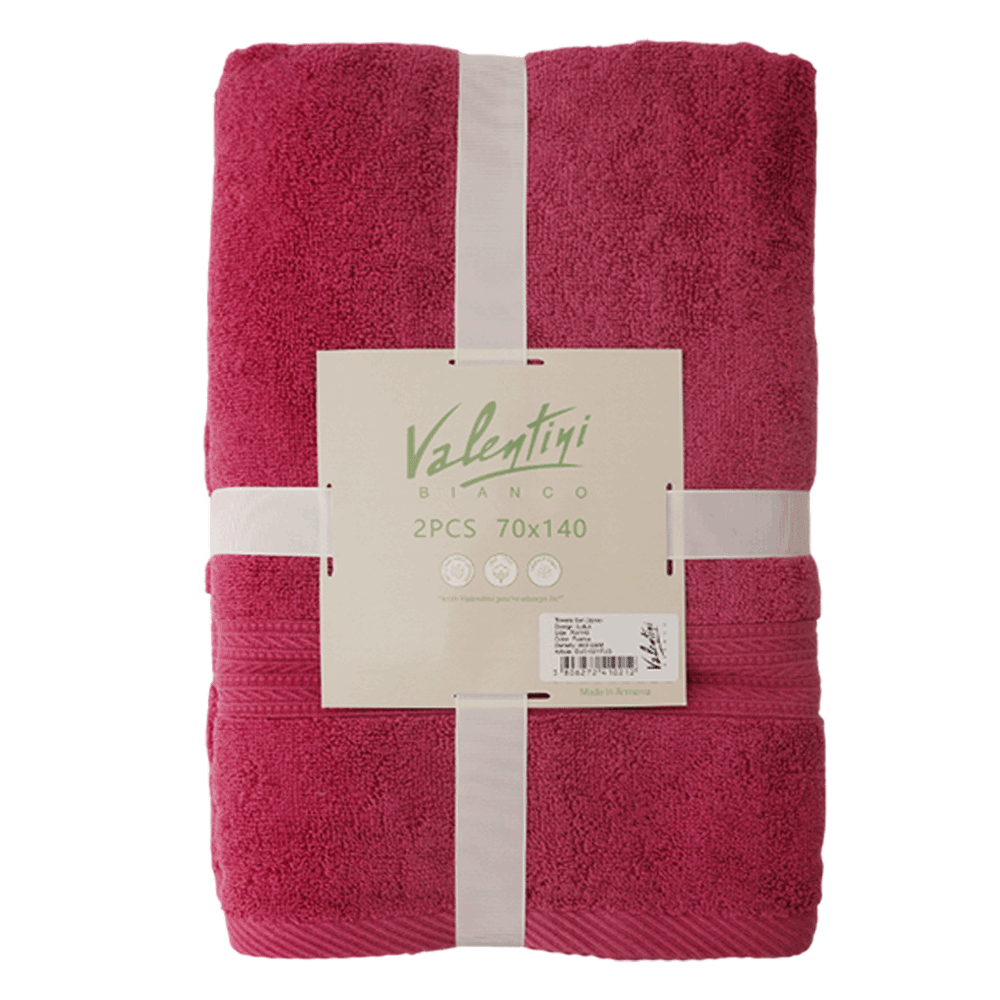 VALENTINI ARMENIAN COTTON 2PC TOWEL BUNDLE 70X140 FUSHIA  - FUSHIA