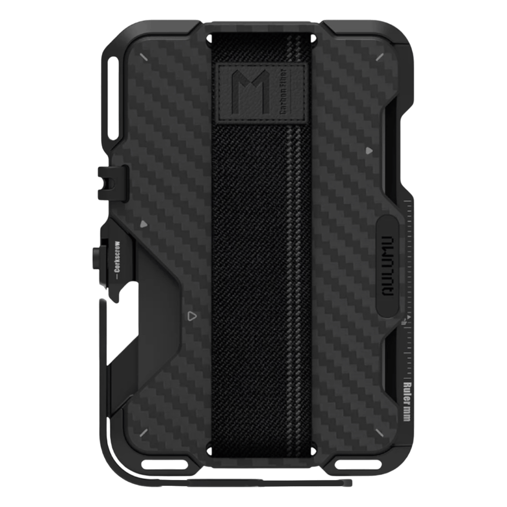 [KWP02135] Aulumu G03 Multi-Tool Magnetic Metal Wallet Leather Cover - Carbon Fiber