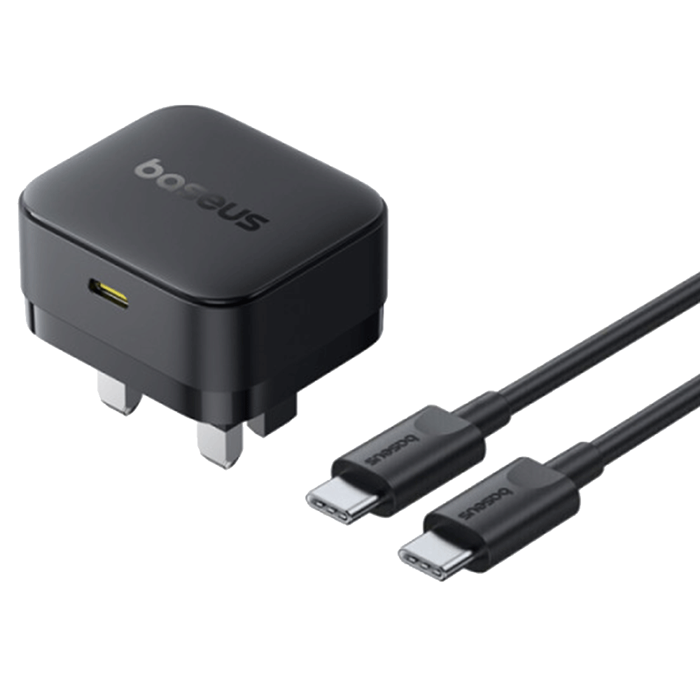 Baseus Palm Fast Charger 1C 30W - Cluster Black (With Baseus Cable Usb-C To Usb-C 60W)