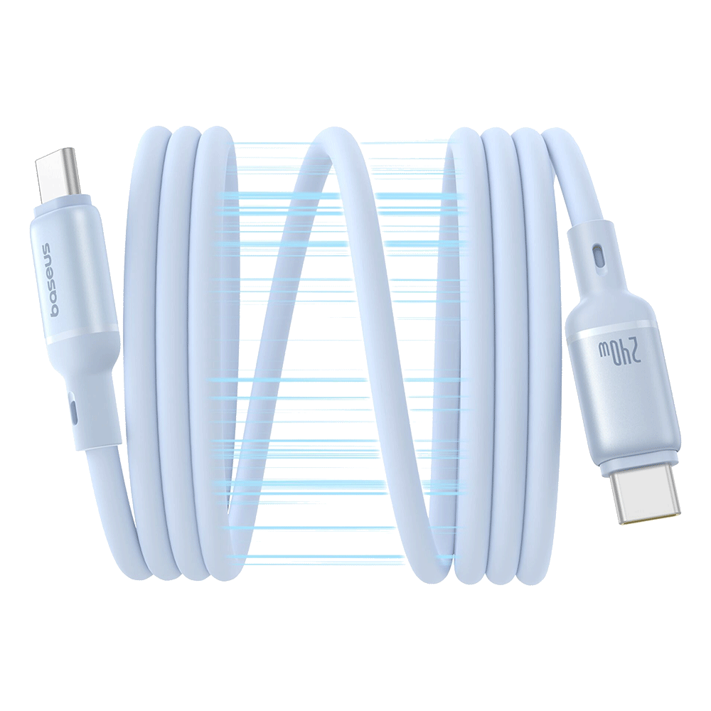 [KWP01976] Baseus Picogo Magnetic Liquid Silicone Fast Charging Cable Usb-C To Usb-C 240W 1M - Galaxy Blue