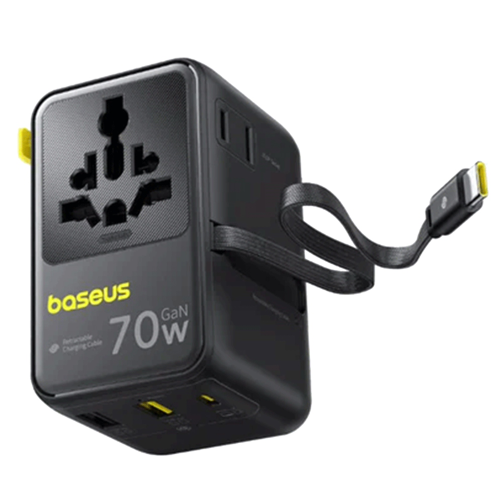 Baseus Enercore Cg11 6-In-1 Universal Travel Adapter With Retractable Cable 70W - Cosmic Black