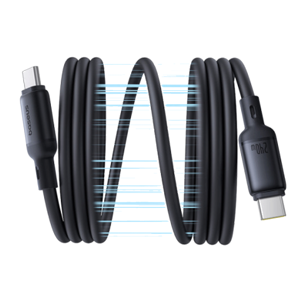 Baseus Picogo Magnetic Liquid Silicone Fast Charging Cable Usb-C To Usb-C 240W 1M - Cosmic Black