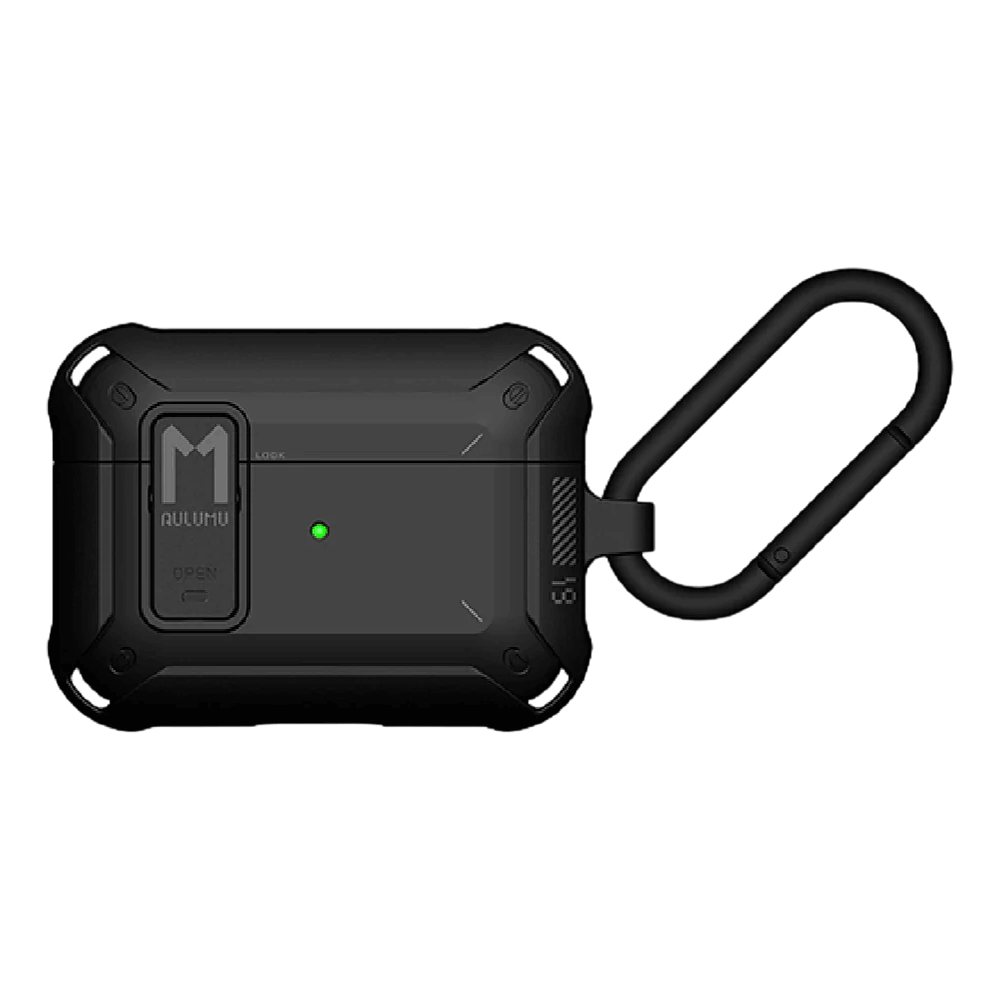 Aulumu A19 Case For Airpods Pro With Lock & Keychain - Black