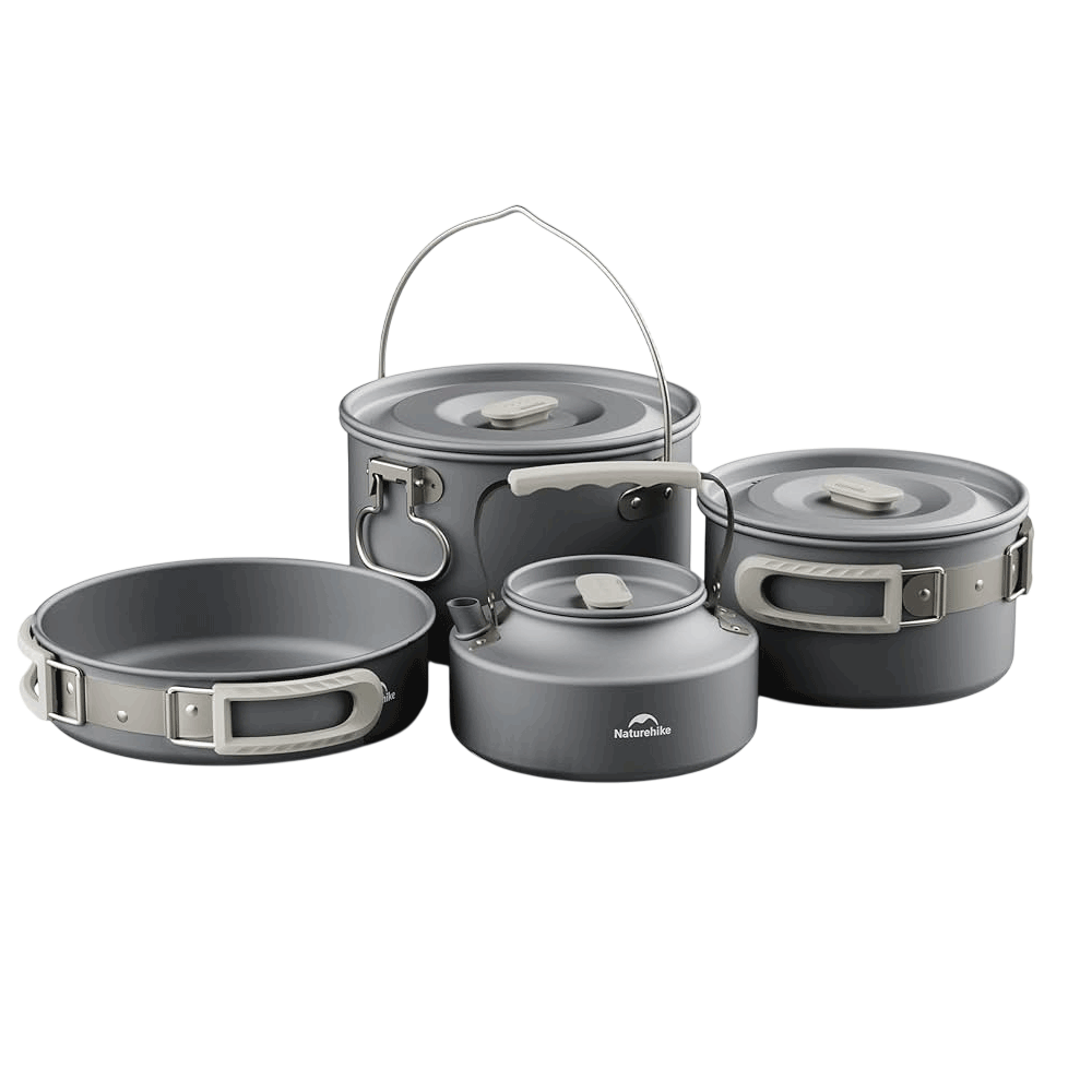 Naturehike Wild Trekkin Aluminium Alloy Pot Set - Dark Grey (4Pcs)