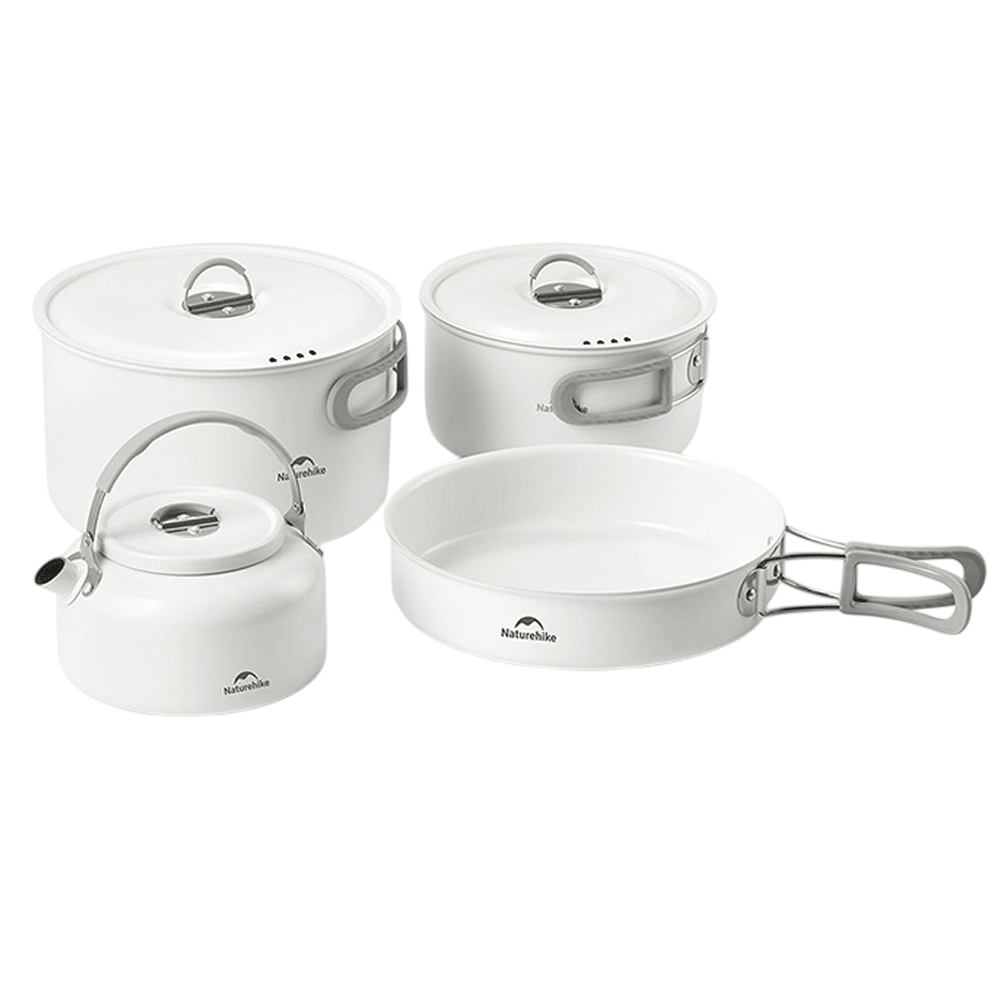 [KWP02380] Naturehike Ceramic Non-Stick Pot Set - White (4Pcs)