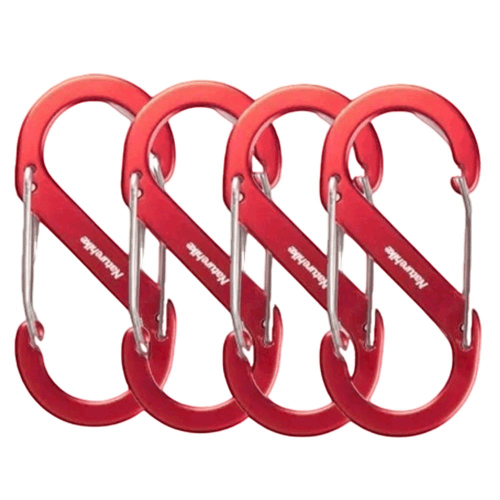 Naturehike S Type Aluminum Alloy Hook - Red 4Pcs (Small)