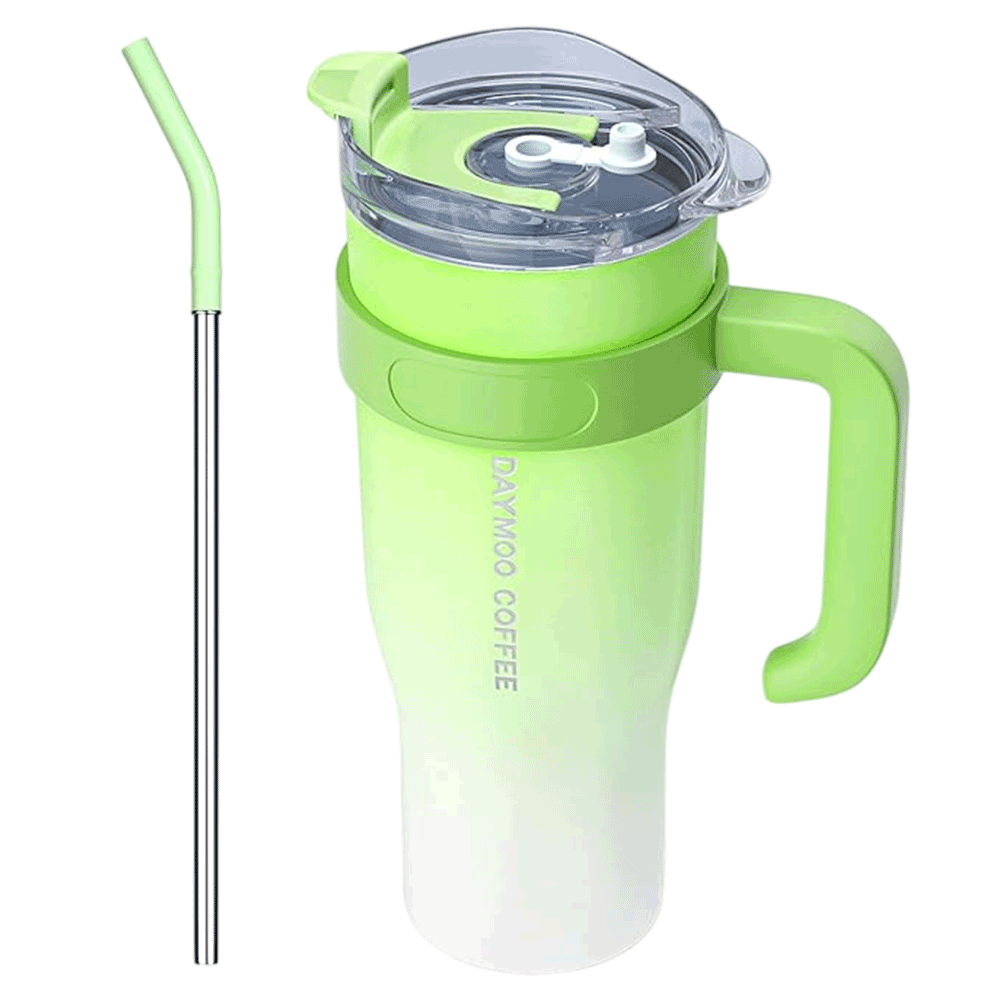 Insulated Stainless Steel Travel Coffee Tumbler  With Handle And Straw
