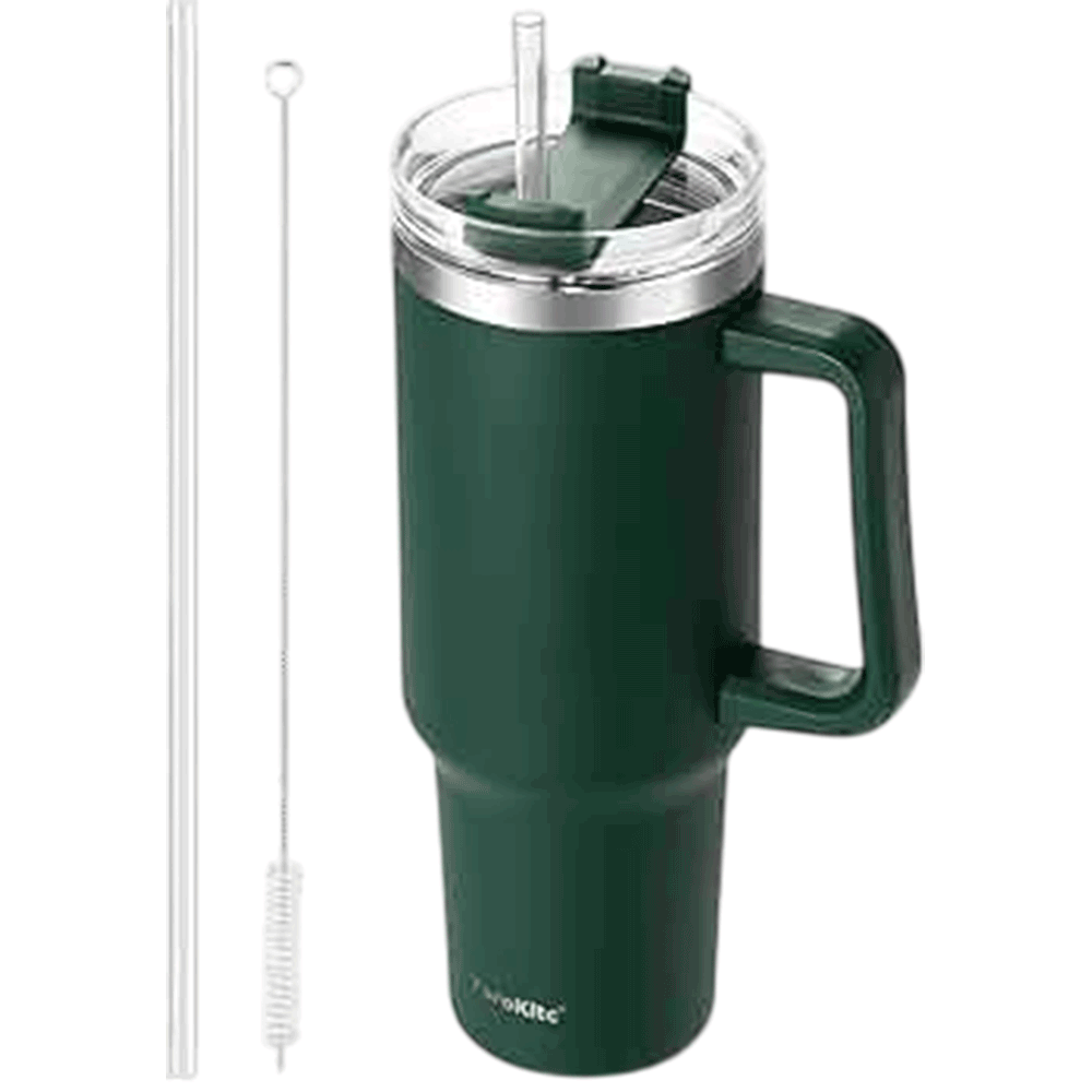 Insulated Stainless Steel Travel Coffee Tumbler  With Handle And Straw